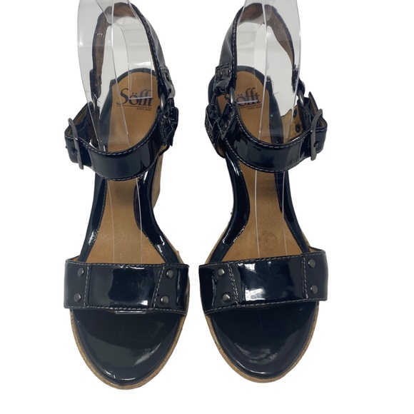 Sofft Womens Trapani Patent Leather Wedge Heel Sandal - Size 9.5 - Picture 4 of 14